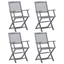 Berkfield Home Folding Outdoor Chairs 4 pcs Solid Acacia Wood in Grey