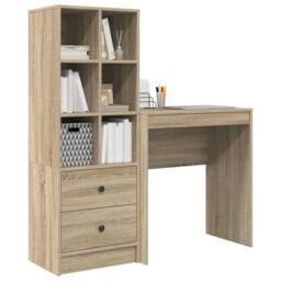 Berkfield Home Desk with Storage Sonoma Oak Engineered Wood in Beige - thumbnail 3