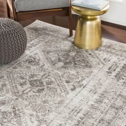 Livabliss Monte Carlo-Vintage Blue Grey White Traditional Boho Living Rug in Light Grey - Size: 80 cm x 220 cm