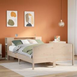 Berkfield Home Decorative Bookcase Bed without Mattress 135x190cm Solid Wood Pine in Light Tan - Size: 135x190 cm - thumbnail 2