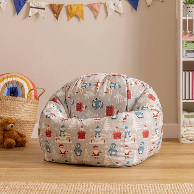 icon Kids Printed Santa Claus Christmas Childrens Bean Bag Armchair - Size: Medium - image 1