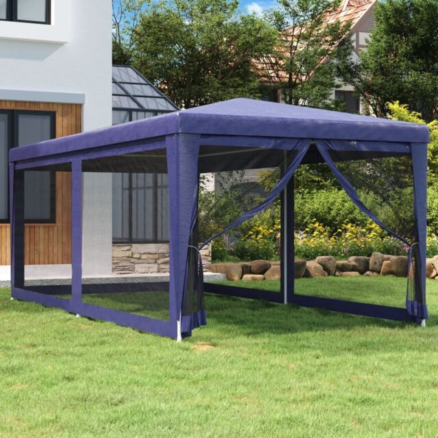 Berkfield Home Party Tent with 6 Mesh Sidewalls Blue 3x6 m HDPE - image 1