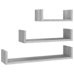 Berkfield Home Wall Display Shelves 3 pcs Grey Sonoma Engineered Wood - thumbnail 3