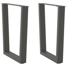 Berkfield Home Dining Table Legs V-Shape 2 pcs Anthracite 70x(72-73.3) cm Steel in Charcoal - thumbnail 2