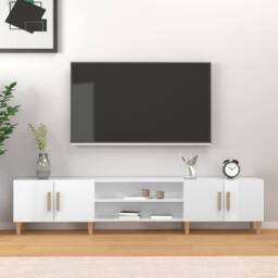 Berkfield Home TV Cabinet High Gloss White 180x31.5x40 cm Engineered Wood - thumbnail 2