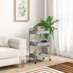 STILVORA Blue Steel Storage Trolley with Three Baskets - thumbnail 2