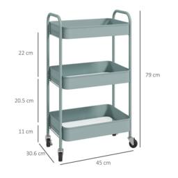 STILVORA Blue Steel Storage Trolley with Three Baskets - thumbnail 4