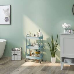 STILVORA Blue Steel Storage Trolley with Three Baskets - thumbnail 3
