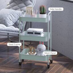 STILVORA Blue Steel Storage Trolley with Three Baskets - thumbnail 8