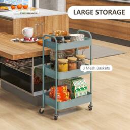 STILVORA Blue Steel Storage Trolley with Three Baskets - thumbnail 6