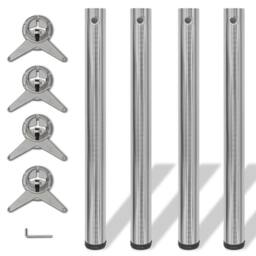 Berkfield Home 4 Height Adjustable Table Legs Brushed Nickel 710 mm in Silver - thumbnail 2