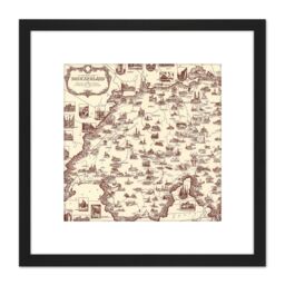 Artery8 Map Ernest Dudley Chase 1936 Switzerland Pictorial 8X8 Inch Square Wooden Framed Wall Art Print Picture with Mount in Black - thumbnail 1