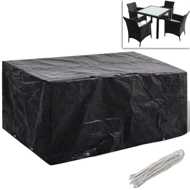 Berkfield Home Garden Furniture Cover 4 Person Poly Rattan Set 8 Eyelets 180 x 140cm in Black - Size: 180 x 140 cm - image 1