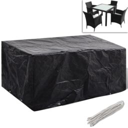 Berkfield Home Garden Furniture Cover 4 Person Poly Rattan Set 8 Eyelets 180 x 140cm in Black - Size: 180 x 140 cm - thumbnail 1