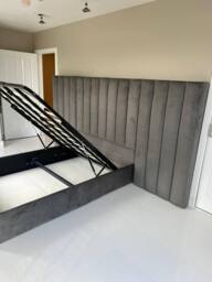 Stratus Interiors Expansa Extra Wide Hotel Style Bed Frame - Gas Lift Ottoman Storage in Grey - Size: Super King - thumbnail 2