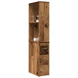 Berkfield Home Narrow Bathroom Cupboard with Wheels Old Wood Engineered Wood in Brown - thumbnail 1