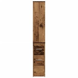 Berkfield Home Narrow Bathroom Cupboard with Wheels Old Wood Engineered Wood in Brown - thumbnail 5