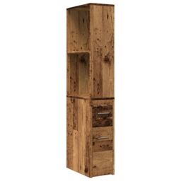 Berkfield Home Narrow Bathroom Cupboard with Wheels Old Wood Engineered Wood in Brown - thumbnail 2