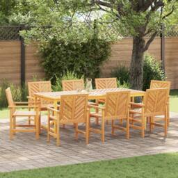 Berkfield Home 7 Piece Garden Dining Set Solid Wood Acacia in Brown - thumbnail 1