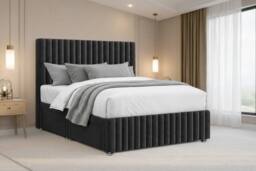"Chester & Oakley Ravello Plush Divan No Drawers 12""Footboard 54""Headboard in Black - Size: Small Single" - thumbnail 3