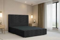 "Chester & Oakley Ravello Plush Divan No Drawers 12""Footboard 54""Headboard in Black - Size: Small Single" - thumbnail 2