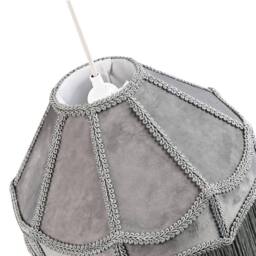 Happy Homewares Traditional Victorian Empire Soft Velvet Lamp Shade with Lengthy Tassels in Grey - Size: 12 inches - thumbnail 5