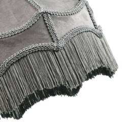 Happy Homewares Traditional Victorian Empire Soft Velvet Lamp Shade with Lengthy Tassels in Grey - Size: 12 inches - thumbnail 4
