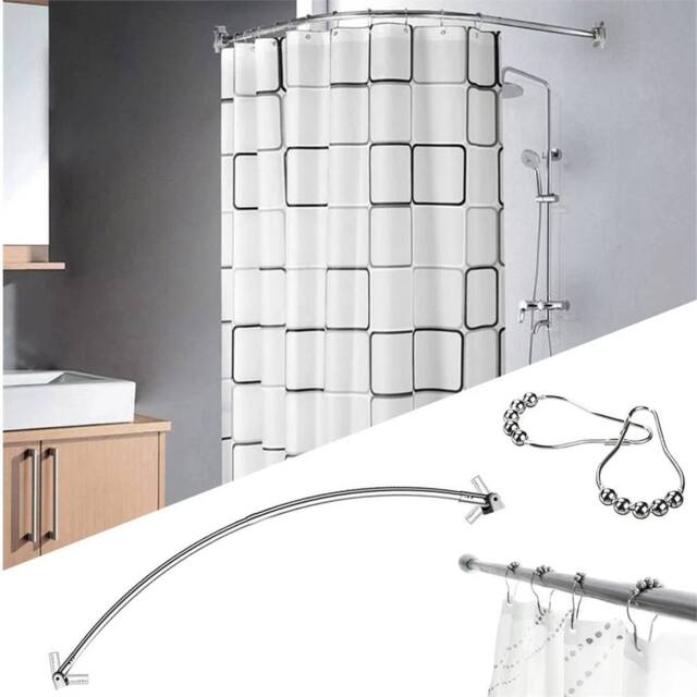 Kelvenix SHOWER CURTAIN ROD RAIL / SILVER STAINLESS - image 1