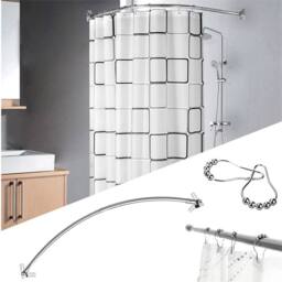 Kelvenix SHOWER CURTAIN ROD RAIL / SILVER STAINLESS