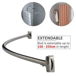 Kelvenix SHOWER CURTAIN ROD RAIL / SILVER STAINLESS - thumbnail 5