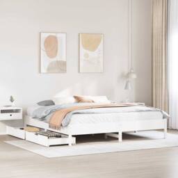 Berkfield Home Full Bed Frame without Mattress White 180x200 cm Super King Solid - thumbnail 2