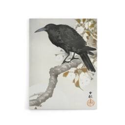 "Artery8 A Crow & The Full Moon Canvas Wall Art Print Ohara Koson in Grey - Size: W18"" x H24""" - thumbnail 1