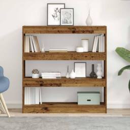 Berkfield Home Classic Book Cabinet/Room Divider - Rustic Wood - 100x30x103cm - Wood in Brown - Size: 100 x 30 x 103 cm - thumbnail 2