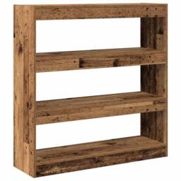Berkfield Home Classic Book Cabinet/Room Divider - Rustic Wood - 100x30x103cm - Wood in Brown - Size: 100 x 30 x 103 cm - thumbnail 5
