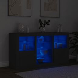 Berkfield Home Sideboard with LED Lights Black 123x37x67 cm - Size: 123 x 37 x 67 cm - thumbnail 4