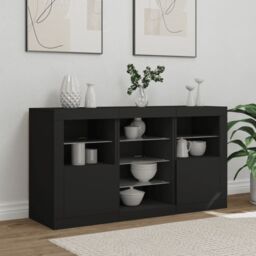 Berkfield Home Sideboard with LED Lights Black 123x37x67 cm - Size: 123 x 37 x 67 cm - thumbnail 3