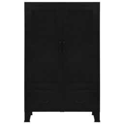 Berkfield Home Office Cabinet with Mesh Doors Industrial 75x40x120 cm Steel in Black - Size: 75 x 40 x 120 cm - thumbnail 4