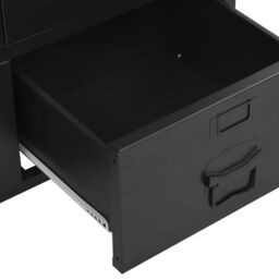 Berkfield Home Office Cabinet with Mesh Doors Industrial 75x40x120 cm Steel in Black - Size: 75 x 40 x 120 cm - thumbnail 6