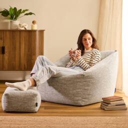 icon Natalia Woven Armchair Beanbag & Footstool, Natural - thumbnail 2