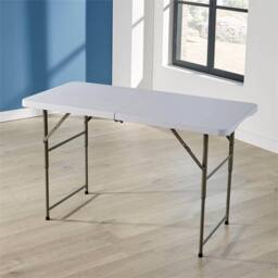 Nordara 4Ft Folding Table Trestle Camping Party Picnic BBQ Stall Garden in White - thumbnail 1