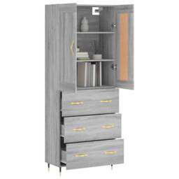 Berkfield Home Highboard Grey Sonoma 69.5x34x180 cm Engineered Wood - thumbnail 3