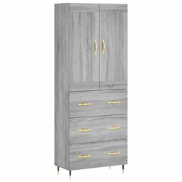 Berkfield Home Highboard Grey Sonoma 69.5x34x180 cm Engineered Wood - thumbnail 1
