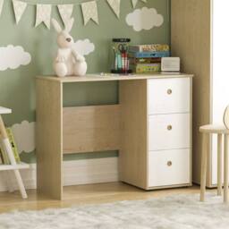 Kelvenix White & Oak Computer Desk 3 Drawer Dressing PC Table - Size: 0.6m2 - thumbnail 5