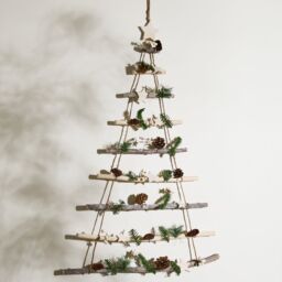 Dibor Traditional Nordic Pine Xmas Decor Christmas Tree Ladder Hanging Decoration in Natural