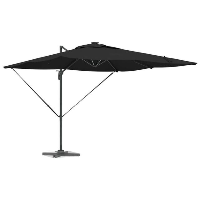 Berkfield Home Durable Cantilever Roma Parasol with LEDs - Black, 286 x 285 x 27 in Black - image 1