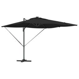 Berkfield Home Durable Cantilever Roma Parasol with LEDs - Black, 286 x 285 x 27 in Black - thumbnail 3