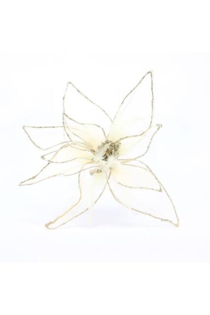 KDMD Gold Poinsettia Organza with Clip H29cm - image 1
