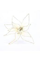 KDMD Gold Poinsettia Organza with Clip H29cm - thumbnail 1