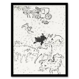 Artery8 The Dogs Art Nouveau Drawing Pierre Bonnard Framed Wall Art Print in White - Size: A3 - thumbnail 1
