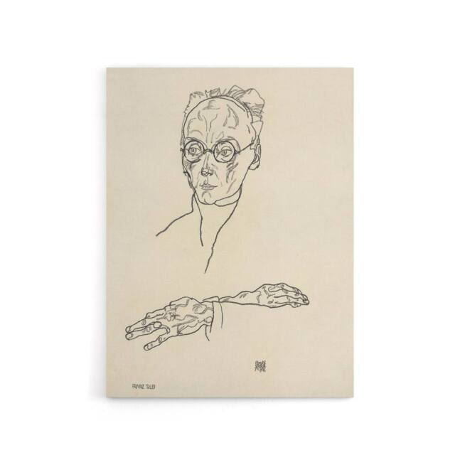 "Artery8 Franz Blei Line Art Portrait Canvas Wall Art Print Egon Schiele in Beige - Size: W18"" x H24""" - image 1
